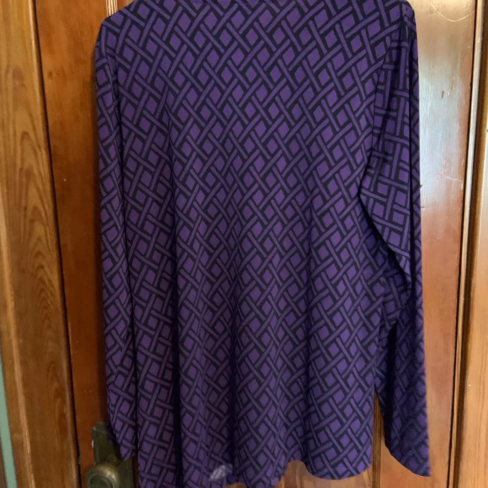 Christopher & Banks Purple Asymmetrical Hem Geometric Print Tunic - Picture 6 of 7